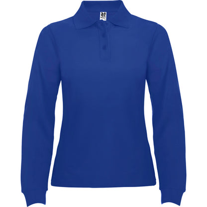 Roly Estrella Woman L/s women's long-sleeve polo shirt in royal blue, ready for logo printing or embroidery
