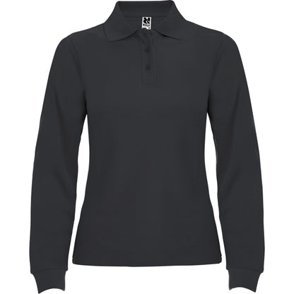 Roly Estrella Woman L/s women's long-sleeve polo shirt in dark lead, ready for logo printing or embroidery