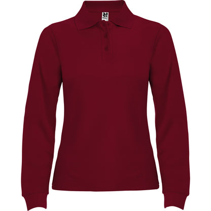 Roly Estrella Woman L/s women's long-sleeve polo shirt in garnet, ready for logo printing or embroidery