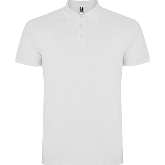 Roly Star men's polo shirt in white, ready for logo printing or embroidery