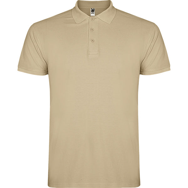 Roly Star men's polo shirt in sand, ready for logo printing or embroidery
