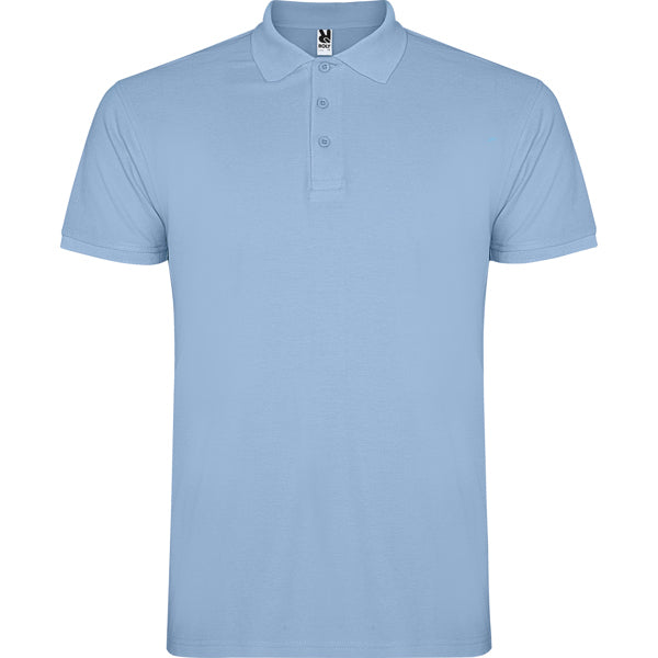 Roly Star men's polo shirt in sky blue, ready for logo printing or embroidery