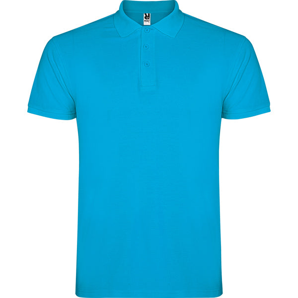 Roly Star men's polo shirt in turquoise, ready for logo printing or embroidery