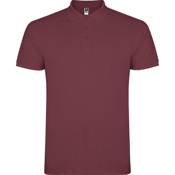 Roly Star men's polo shirt in berry red, ready for logo printing or embroidery