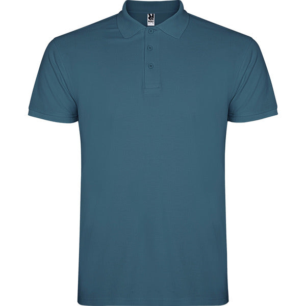 Roly Star men's polo shirt in storm blue, ready for logo printing or embroidery