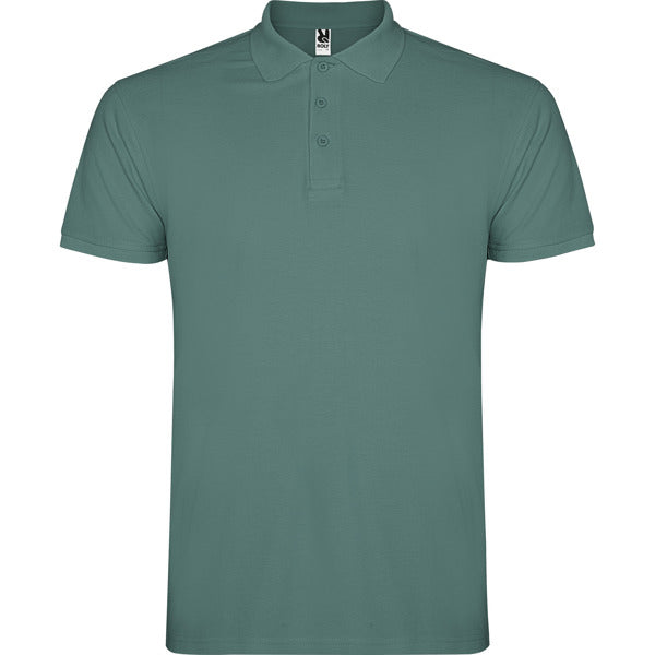 Roly Star men's polo shirt in calm blue, ready for logo printing or embroidery