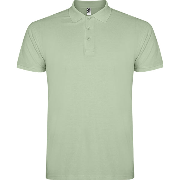 Roly Star men's polo shirt in mist green, ready for logo printing or embroidery