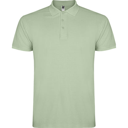 Roly Star men's polo shirt in mist green, ready for logo printing or embroidery