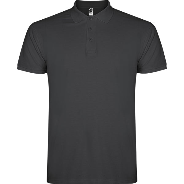 Roly Star men's polo shirt in dark lead, ready for logo printing or embroidery