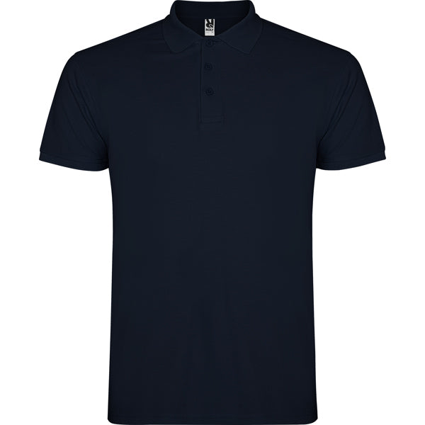 Roly Star men's polo shirt in navy blue, ready for logo printing or embroidery