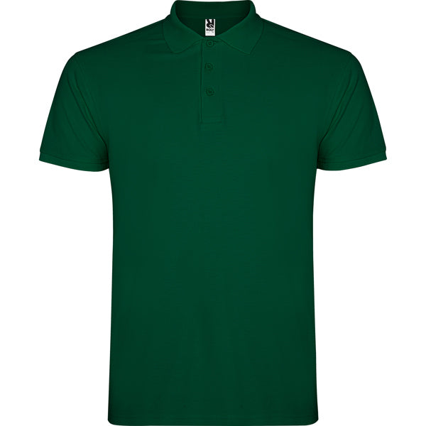 Roly Star men's polo shirt in bottle green, ready for logo printing or embroidery