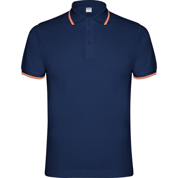Roly Nation men's polo shirt in navy blue, ready for logo printing or embroidery