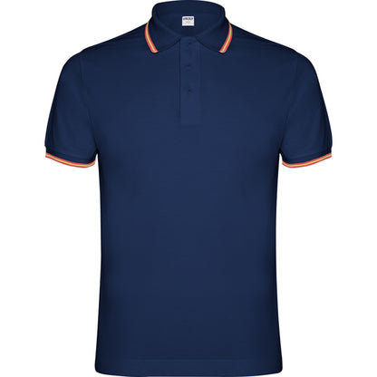 Roly Nation men's polo shirt in navy blue, ready for logo printing or embroidery