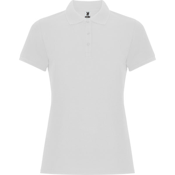 Roly Pegaso Woman Premium women's polo shirt in white, ready for logo printing or embroidery
