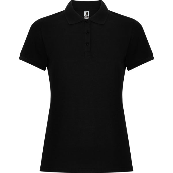 Roly Pegaso Woman Premium women's polo shirt in black, ready for logo printing or embroidery