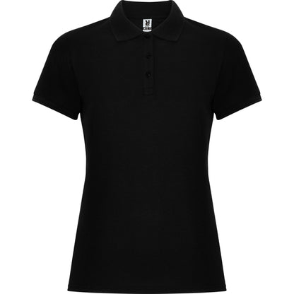 Roly Pegaso Woman Premium women's polo shirt in black, ready for logo printing or embroidery