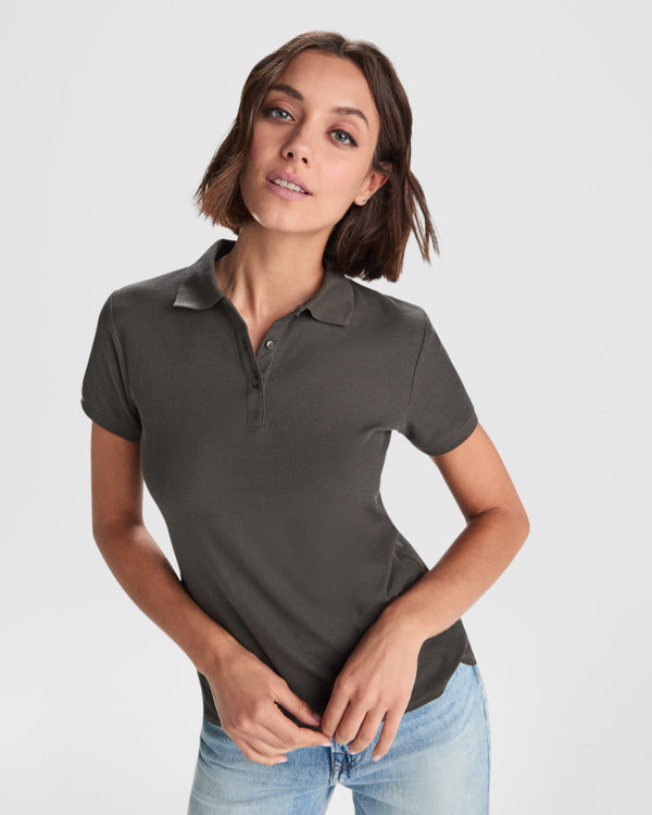 Roly Pegaso Woman Premium women's polo shirt in white, alternative view, ready for logo printing or embroidery