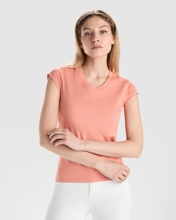 Roly Victoria women's T-shirt in white, alternative view, ready for logo printing or embroidery