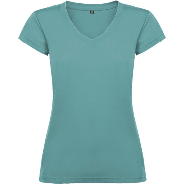 Roly Victoria women's T-shirt in dusty blue, ready for logo printing or embroidery