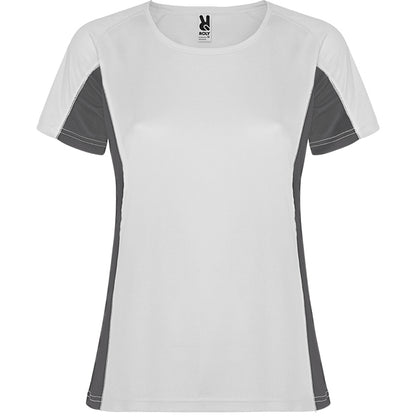 Roly Shanghai Woman women's T-shirt in white/dark lead, ready for logo printing or embroidery