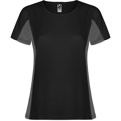 Roly Shanghai Woman women's T-shirt in black/dark lead, ready for logo printing or embroidery
