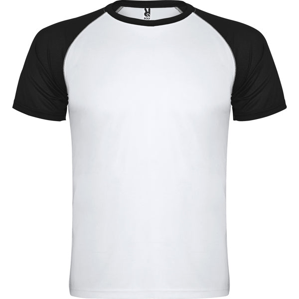 Roly Indianapolis men's T-shirt in white/black, ready for logo printing or embroidery