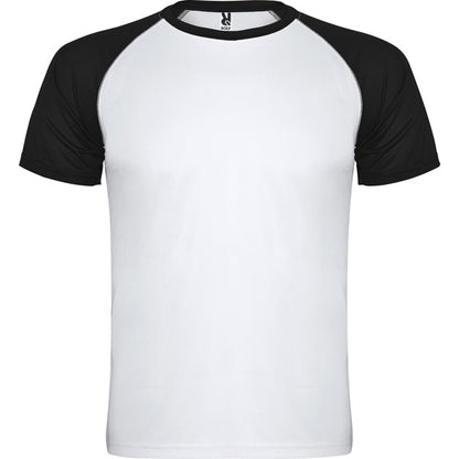 Roly Indianapolis men's T-shirt in white/black, ready for logo printing or embroidery