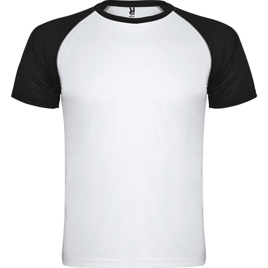Roly Indianapolis men's T-shirt in white/black, ready for logo printing or embroidery