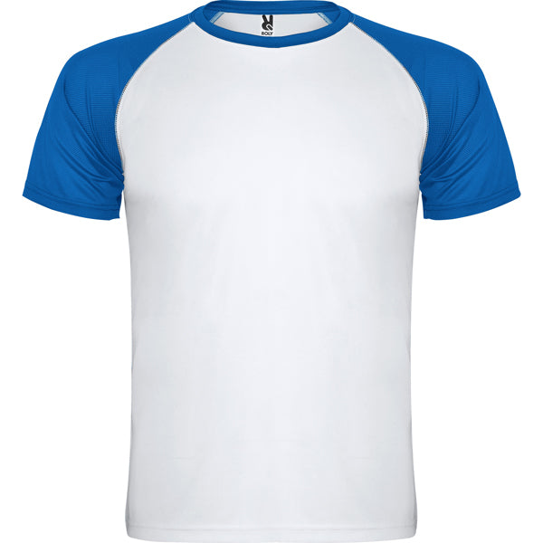 Roly Indianapolis men's T-shirt in white/royal blue, ready for logo printing or embroidery