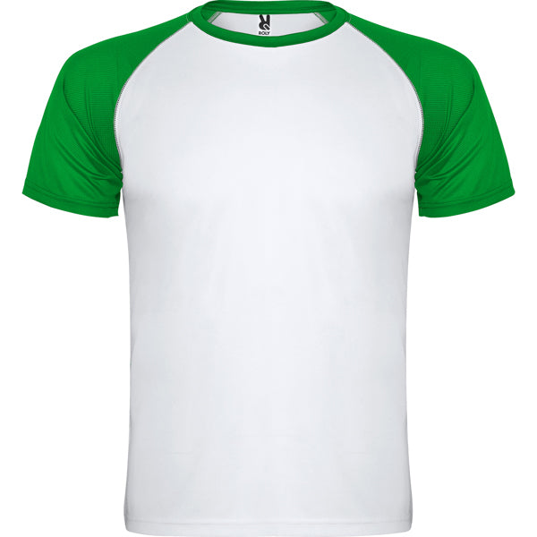 Roly Indianapolis men's T-shirt in white/fern green, ready for logo printing or embroidery