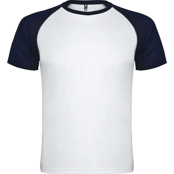 Roly Indianapolis men's T-shirt in white/navy blue, ready for logo printing or embroidery