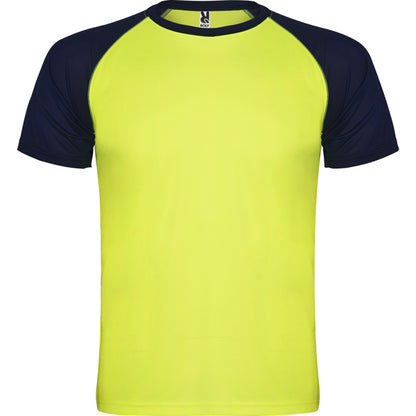 Roly Indianapolis men's T-shirt in fluor yellow/navy blue, ready for logo printing or embroidery