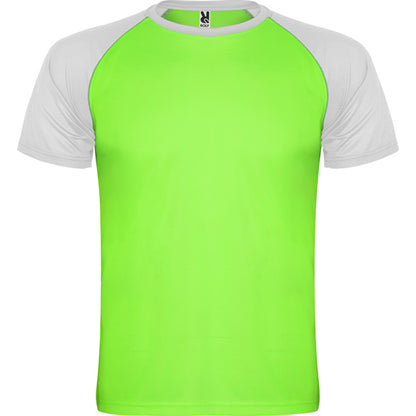 Roly Indianapolis men's T-shirt in fluor green/white, ready for logo printing or embroidery