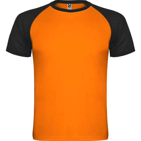 Roly Indianapolis men's T-shirt in fluor orange/black, ready for logo printing or embroidery