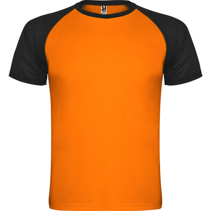 Roly Indianapolis men's T-shirt in fluor orange/black, ready for logo printing or embroidery