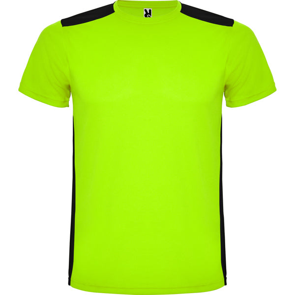 Roly Detroit men's T-shirt in punch lime/black, ready for logo printing or embroidery