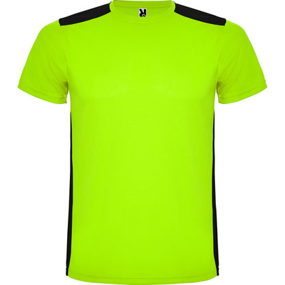 Roly Detroit men's T-shirt in punch lime/black, ready for logo printing or embroidery