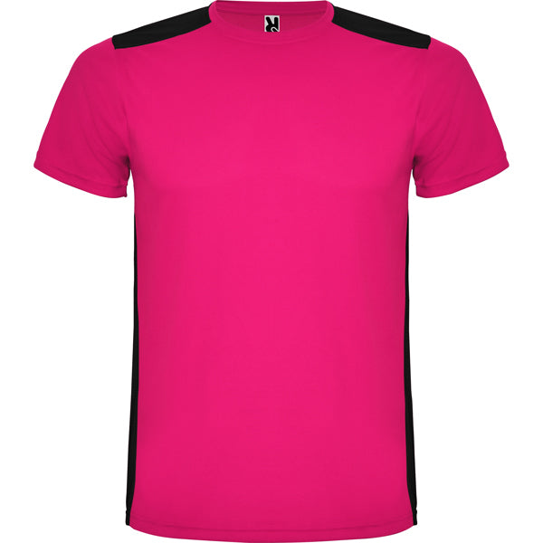 Roly Detroit men's T-shirt in fuchsia/black, ready for logo printing or embroidery