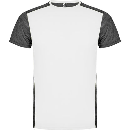 Roly Zolder men's T-shirt in white/heather black, ready for logo printing or embroidery