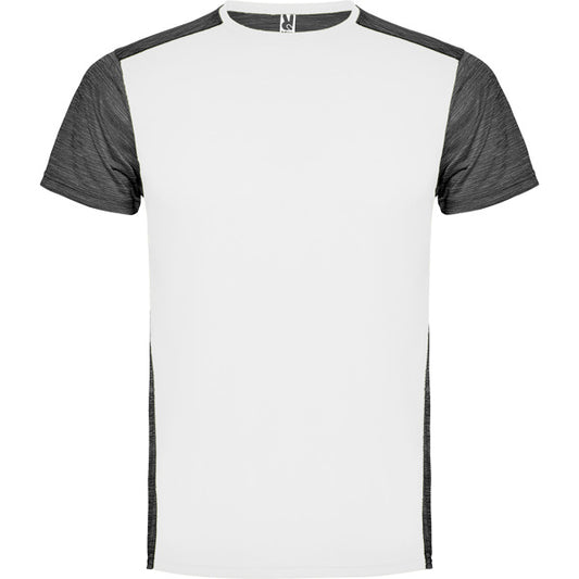 Roly Zolder men's T-shirt in white/heather black, ready for logo printing or embroidery