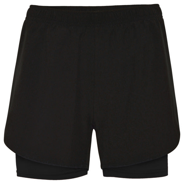 Roly Lanus women's shorts in black/black, ready for logo printing or embroidery