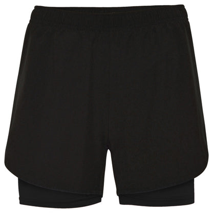 Roly Lanus women's shorts in black/black, ready for logo printing or embroidery