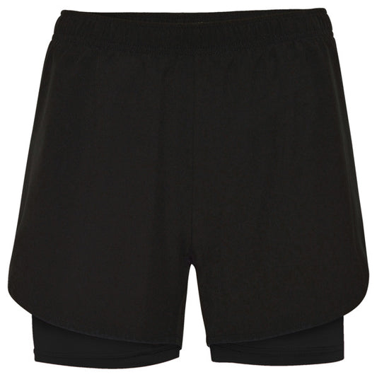 Roly Lanus women's shorts in black/black, ready for logo printing or embroidery