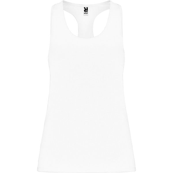 Roly Aida women's tank top in white, ready for logo printing or embroidery