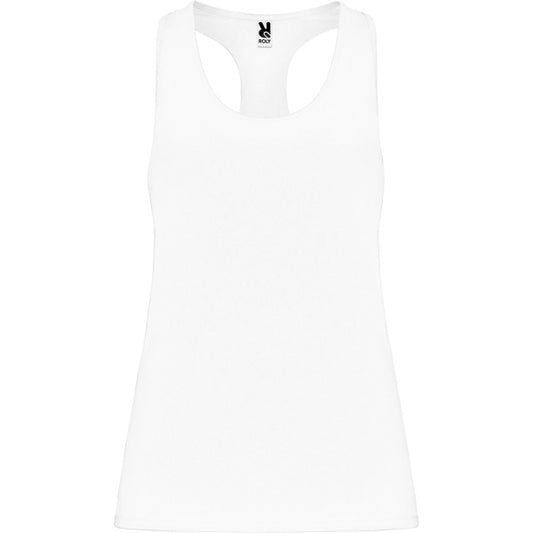 Roly Aida women's tank top in white, ready for logo printing or embroidery