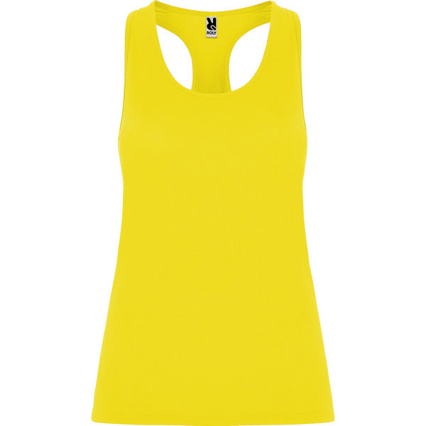 Roly Aida women's tank top in fluor yellow, ready for logo printing or embroidery