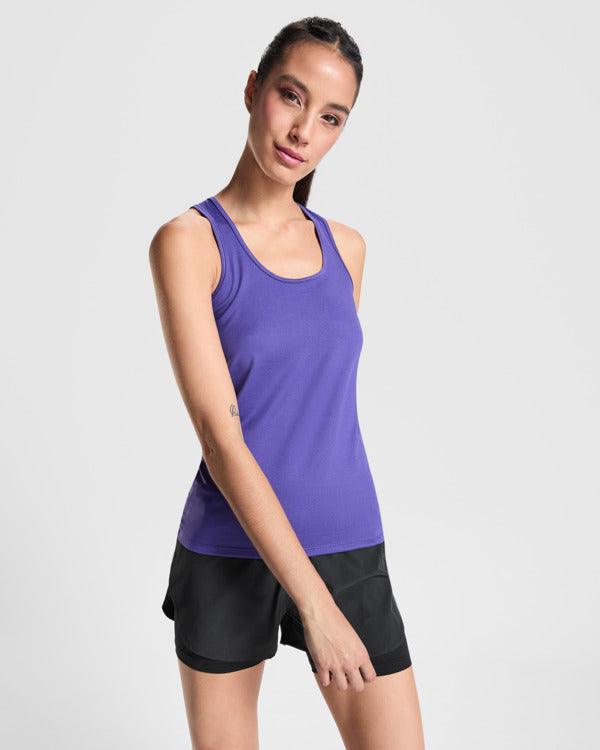 Roly Aida women's tank top in white, alternative view, ready for logo printing or embroidery
