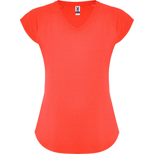 Roly Avus women's T-shirt in fluor coral, ready for logo printing or embroidery