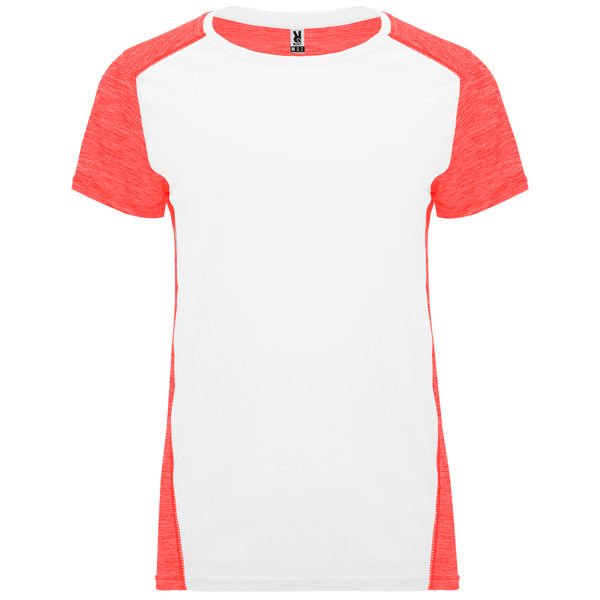 Roly Zolder Woman women's T-shirt in white/heather fluor coral, ready for logo printing or embroidery