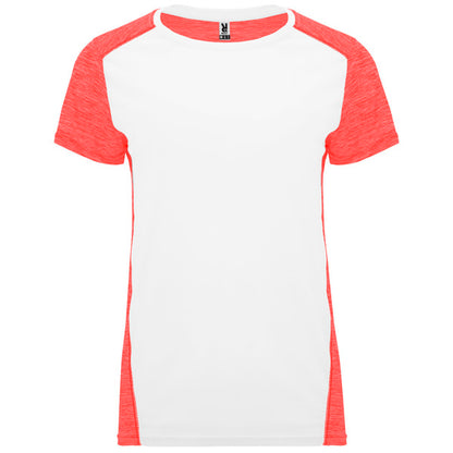 Roly Zolder Woman women's T-shirt in white/heather fluor coral, ready for logo printing or embroidery